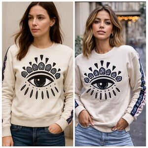 Kenzo White Eye Graphic Crewneck Sweatshirt Small